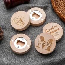 Abrebotellas de madera maciza personalizado con logotipo grabado, abrebotellas de madera sólida personalizado como regalo para padrino de boda, mejor hombre