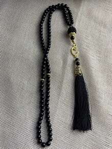 1 pieza 99 cuentas de oración de perlas falsas de vidrio de 6mm, pulsera con borla, pulsera de mano, decoración de muebles