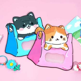 5/10/15/20 件装娃娃形派对礼品袋，生日、情人节、糖果和饼干包装塑料礼品袋 - 多种颜色（粉色、蓝色）