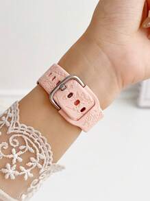 Carved Flower Silicone Watch Band Strap, Compatible With Samsung/ 20mm, 22mm Watches, Comfortable Soft Adjustable Sports Band