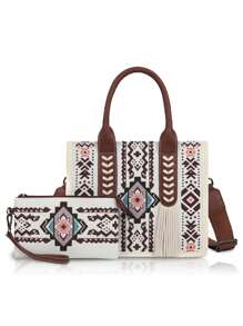 Damska torebka w stylu boho, torba na ramię, swobodna, drukowana, płócienna torba o dużej pojemności, lekka torba typu crossbody, torba dla teściowej, torba na zakupy do pracy, idealna na codzienne dojazdy, zakupy, do szkoły, na wypoczynek, na imprezę