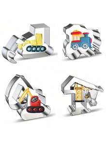 Stainless Steel Cookie Mold Engineering Vehicle Traffic Train Excavator Crane DIY Cookie Cake Mold 1 Piece
