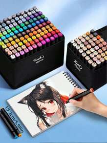 Conjunto de 204 canetas marcadoras para estudantes, lápis de aquarela para estudantes, kit de canetas marcadoras à base de óleo com ponta dupla, pincel para caderno de esboços para estudantes, 12/24/30/36/48/60/80/120/168/204 cores