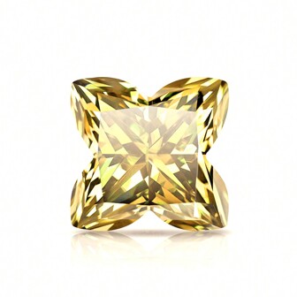 One 100% Moissanite Champagne D Color Clover Cut VVS1 Moissanite Loose Stone DIY