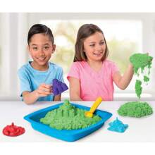 Spin Master Kinetisch zand, zandbakset voor kinderen met 1 lb groen en 3 mallen, sensorisch speelgoed voor kinderen van 3 jaar en ouder