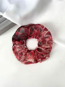 1pc Leopard Print Mesh Hair Scrunchie, Hair Tie, Hair Accessory ,Hair Accessories, Scrunchy Hair Ties