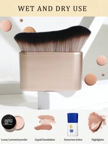 1 Cọ đánh nền dạng sóng cầm tay bằng nhựa ABS mạ điện màu sâm panh/Cọ thoa kem dưỡng thể/Cọ thoa kem chống nắng, bề mặt sóng mềm mại và không rụng, có thể áp sát vào mặt, thích hợp để sử dụng cá nhân hoặc làm quà tặng - Rượu sâm banh - Xem 7