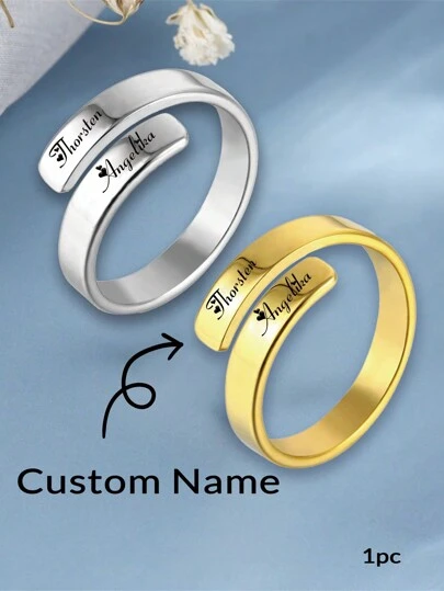 LICVIC 1/2 Pair Customized Engraved Stainless Steel "Just Breathe" Rings, Women's, Personalized Inspirational Rings, Adjustable Stainless Steel Spiral Twist Rings, Ideal Gift For Him/Her, Boyfriend, Girlfriend, Parents, Family, Friends, Anniversary
