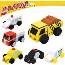 12PCS Unfinished Wooden Cars, Wood DIY Car, Wood Crafts, Painting Crafts Kit, Easy Woodworking Set, Family Activities Arts And Crafts, Great For Birthday Gifts, Party