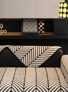 1 pezzo Copridivano bohémien in bianco e nero a righe - antiscivolo, antigraffio e amico degli animali domestici in poliestere per proteggere il divano - ideale per soggiorno e camera da letto, copridivano per divani amico degli animali domestici | estetica vintage | in tessuto di poliestere, copridivano per divani