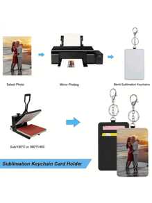 1/5pcs Customizable Photo Card Holder, Leather Card Case, Personalized Design, Luggage Tag, Keychain, Bag Pendant - Multicolor - View 5