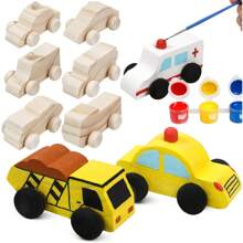12PCS Unfinished Wooden Cars, Wood DIY Car, Wood Crafts, Painting Crafts Kit, Easy Woodworking Set, Family Activities Arts And Crafts, Great For Birthday Gifts, Party