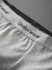 HIALEGION 4pcs/Pack Men's Letter Belt Solid Color Elastic Underwear, Casual Sports Style, Comfortable Boxer Briefs