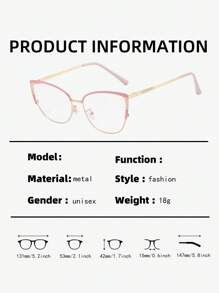 1 件时尚女士猫眼光学眼镜框，非处方眼镜，轻巧多功能，防止视觉疲劳 - 無色 - 查看 7