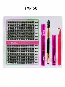 280/168 件 8-16 毫米 DIY 睫毛延长混合款式睫毛簇单独配有粘合剂和密封剂去除镊子睫毛刷用于自行化妆 - 黑色 - 查看 6