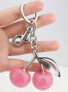 Nuevo llavero de metal con colgante con perlas falsas y cristal con forma de cereza, apto para uso diario. Dije con forma de cereza brillante con clip para bolso, accesorio de resina y metal brillante para bolsos y carteras de mujer. Llavero con forma de corazón, accesorio para bolsos, puede enviarse como regalo a familiares, amigos, compañeros de clase, parejas, cumpleaños, profesores, recuerdos.