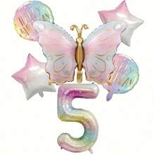 Bộ 6 bóng bay chủ đề bướm, bóng bay lá kim loại hình ngôi sao 40 inch, bóng bay lá kim loại hình bướm Macaron, thích hợp để trang trí tiệc sinh nhật, không cần điện - Nhiều màu - Xem 18