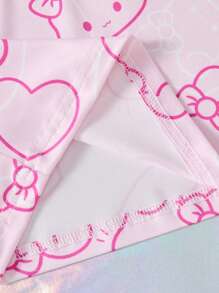 Cute Girls Summer Casual Home Wear 2pcs Set, Pink Heart Rabbit Pattern Tank Top And Shorts, Suitable For Summer Home Wear - Pink - View 8