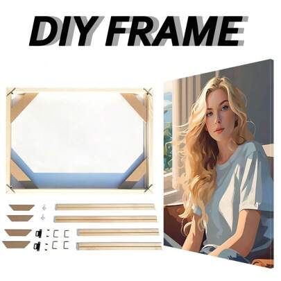 1Pc DIY Wooden Frame,Used For Mounting Wall Decorative Paintings,For Bedroom,Living Room,Dinning Room,Office,Tea Room, Gifts Birthday Graduation