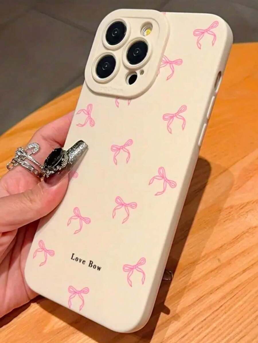 เคสโทรศัพท์ลายโบว์สีชมพูใหม่ 1 ชิ้น ออกแบบสร้างสรรค์ ใช้ได้กับ iPhone
