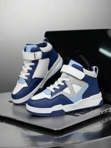 1 Paar Mode-Mix-Material High-Top Kinder Sneaker, wasserdichte Leder Sportschuhe, vielseitig einsetzbar für Kinder in allen Jahreszeiten