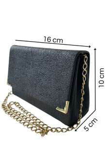 Kit 2 Clutch Bolsa de Mão Feminina Carteira Para Eventos Casamento Formatura Brilho Preto e Prata