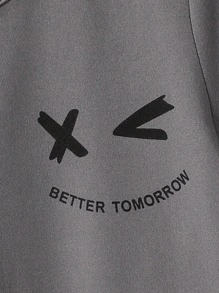 2 Pieces Set Young Boy Casual Slogan Graphic Patchwork Short Sleeve T-Shirt & Shorts Outfit, Suitable For Summer Outdoor, Casual Daily Wear, Going To School - Grey - View 4