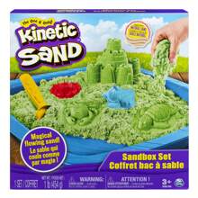 Spin Master Kinetisch zand, zandbakset voor kinderen met 1 lb groen en 3 mallen, sensorisch speelgoed voor kinderen van 3 jaar en ouder
