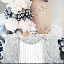 1件50x80英吋矩形閃亮掛桌布，適用於婚禮、生日、派對、嬰兒派對、新娘禮物、宴會、桌面裝飾 - 銀色 - 查看 4