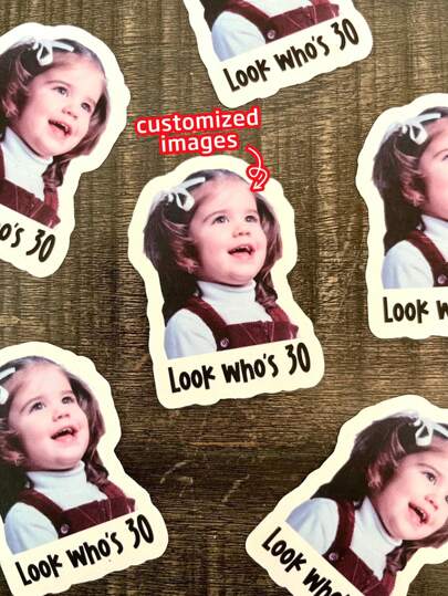 100pcs Custom Face Stickers, Multiple Sizes Available, Fun Birthday Decorations, Singles Party, Tabletop Decor, Birthday Party Supplies, Suitable For 30th, 40th, 50th, 60th Birthday Cake Decorations