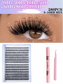 Beauty Showme 280 Clusters 20D 30D 40D 50D 60D 80D 100D -0.07D-9-16MIX Lash Clusters Cat Classic Higu Lilac Mayhug Me Punto Single That 40d Brown Color Fadlash Flutter Home Hybrid Keyyou Lashify No Self Anime Easy Extensiones Eyeshine Kits Magnetic Pack - Black - View 1