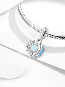1 PC 925 Sterling Silver Blue Star And Moon Series Valentine's Day Bead Pendant Charm Suitable For Bracelets DIY Women's Jewelry