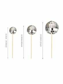 10pcs Disco Ball Cake Topper With Wooden Sticks, Glittering Disco Mirror Ball Decorations For DIY Birthday Cakes, Anniversary, Bar And Adult Party Celebrations