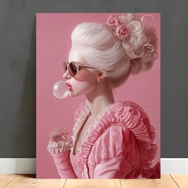 1 Pc Elegant Lady Pink Valentine's Day Room Decor Wooden Framed Canvas Painting -  Thickness 2.25cm/0.9inch,Home Gift Decoration, Room Decoration Aesthetic, Wall Decoration Art, Perfect Gift, Autumn And Winter Wall Decoration, Living Room Decoration, Bedroom Decoration, Kitchen Decoration, Entry Decoration, Bathroom Decoration, Direct Wall Painting, High Quality Wall Painting Poster