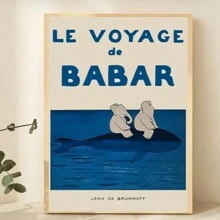 1 PC Elephant And Whale Blue Ocean Canvas Print Poster - Modern Art. Ideal For Living Room And Bedroom Wall Decorations, Elegant Unframed Gifts, Beautiful Room Decorations