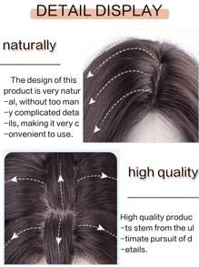 女士优雅 28 英寸长卷发合成假发，带黑棕色刘海，外观自然，适合日常使用 - 黑棕色 - 查看 6
