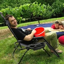 Silla de Gravedad Cero Homall, Silla Plegable de Patio, Silla de Jardín al Aire Libre, Silla Reclinable de Campamento con Portavasos y Almohadas para Piscina, Patio y Playa, Juego de 2 (Azul) - Gris - Ver 2