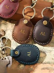 Estuche para llavero con iniciales de piel sintética personalizado, Soporte para llaves monogramado personalizado, Accesorio de llavero de moda  para AirTags