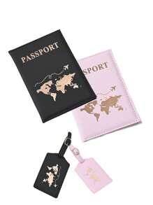4/2/1pc Couple Travel Passport Holder, Imitation Leather Passport Wallet, Passport Cover, Suitable For Honeymoon Travel, Pu Leather Passport Holder, Passport Cover, Passport Wallet, Passport Card Holder Lightweight And Stylish Flight Travel Accessories, Suitable For Women Or Men Taking Business Travel, Student Travel - Multicolor - View 2