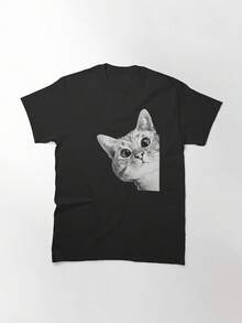 Sneaky Cat Classic T-Shirt, Women's T-Shirt, 220g Pure Cotton, Casual Crew Neck, Perfect For Casual Wear, Day Out With Friends. - màu đen - Xem 1