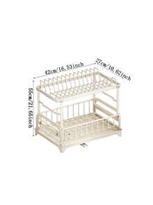 1pc Dish Drying Rack, A Two-Tier Dish Rack Featuring A Drainboard, Multifunctional Dish Drainer, Includes A Cutting Board Holder, Utensil Holder, And Cup Holder,