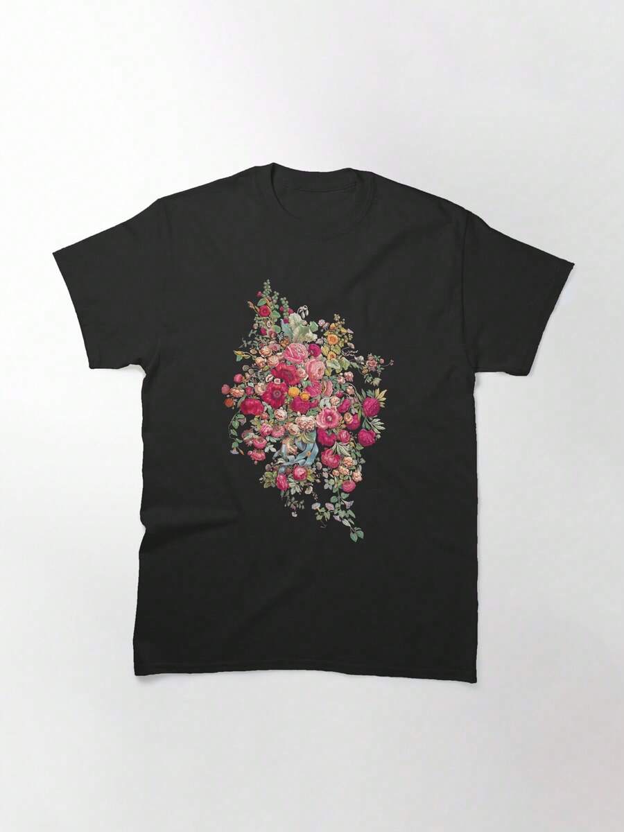 Bouquety Classic T-Shirt, Women's T-Shirt, 220g Pure Cotton, Casual Crew Neck, Great For Leisurely Days And Casual Outings. - Black - View 1
