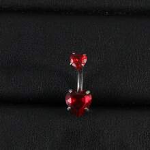 14G Belly Button Rings Dangle Stainless Steel Navel Rings Red CZ Heart Butterfly Belly Rings Dangling Belly Piercing Jewelry For Valentine,Mom,Mother,Mother's Day,Gift - Red+Black - View 7