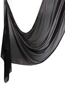 1 pièce Foulard musulman en mousseline de soie noire unie très orné de rayures et de strass, cadeau pour les fêtes - Multicolore - Voir 4
