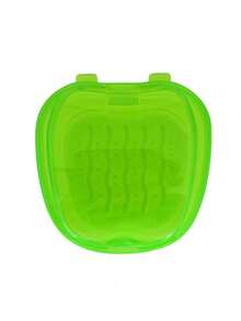 1 pièce Boîte de bain portable pour soins dentaires pour prothèses, nettoyage de fausses dents avec filet d'égouttage suspendu. Boîte de rangement pour le bain des fausses dents, en forme de pomme avec filtre à mailles - support de prothèse transparent et boîte de rangement pour des soins bucco-dentaires faciles