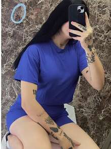 Women Two-Piece Outfits - 寶藍色 - 查看 1