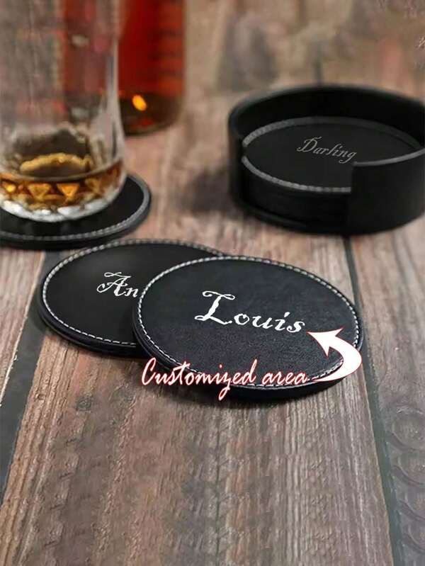 Custom-Made Double-Sided Insulating Coasters Set PU Leather Teacups Round Non-Slip Waterproof Coasters Insulation Pads