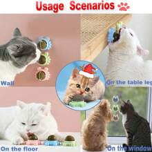 Catnip Ball Toys For Indoor Cats Wall, 3 Pack Rotatable Catnip Wall Balls Cat Nips Cats Kitty Toys Indoor Interactive Cat Lick Catnip Ball Pet Christmas Toy For Teeth Cleaning Dental Catnip Toys Ball - 彩色 - 查看 5