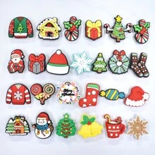 30PCS/50PCS/70PCS/100PCS SET Random Christmas Theme PVC Shoe Charms Santa Claus Hat Snowflake Gift Christmas Tree Pattern Shoe Accessories Christmas Themed Party Gifts - Multicolor - View 4