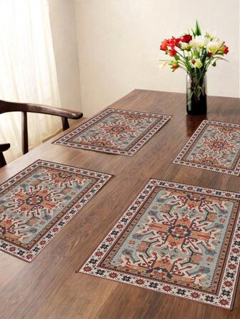 4 件装餐桌餐垫波西米亚风格农舍餐厅厨房桌面装饰垫节日装饰垫